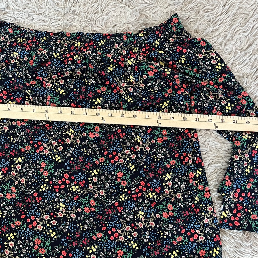 Lucky Brand Floral Flutter Sleeve Off the Shoulder Top SZ M - Picture 4 of 10